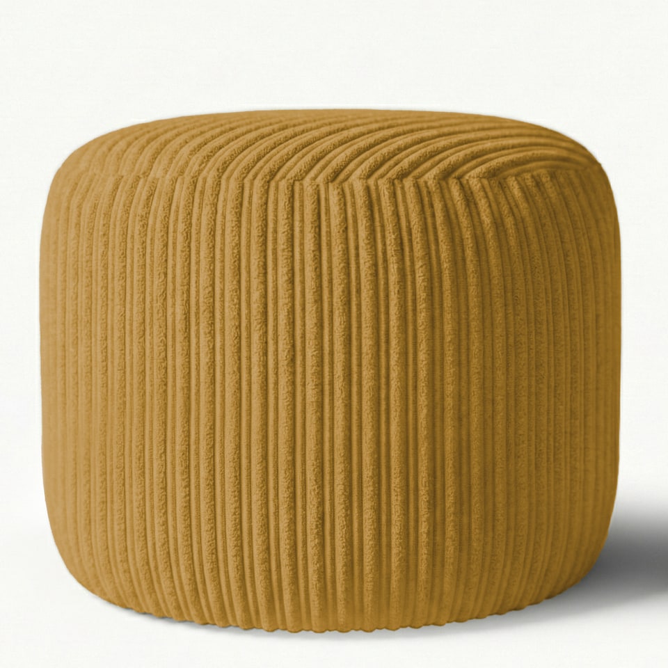 image 1 of Mustard Jumbo Cord Footstool Oval Pouffe, Corduroy Ottoman Bean Bags 40cm x 35cm