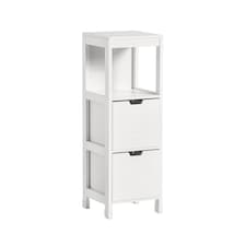 SoBuy FRG127-W,Narrow Bathroom Cabinet with 2 Drawers and 1 Shelf | White | White
