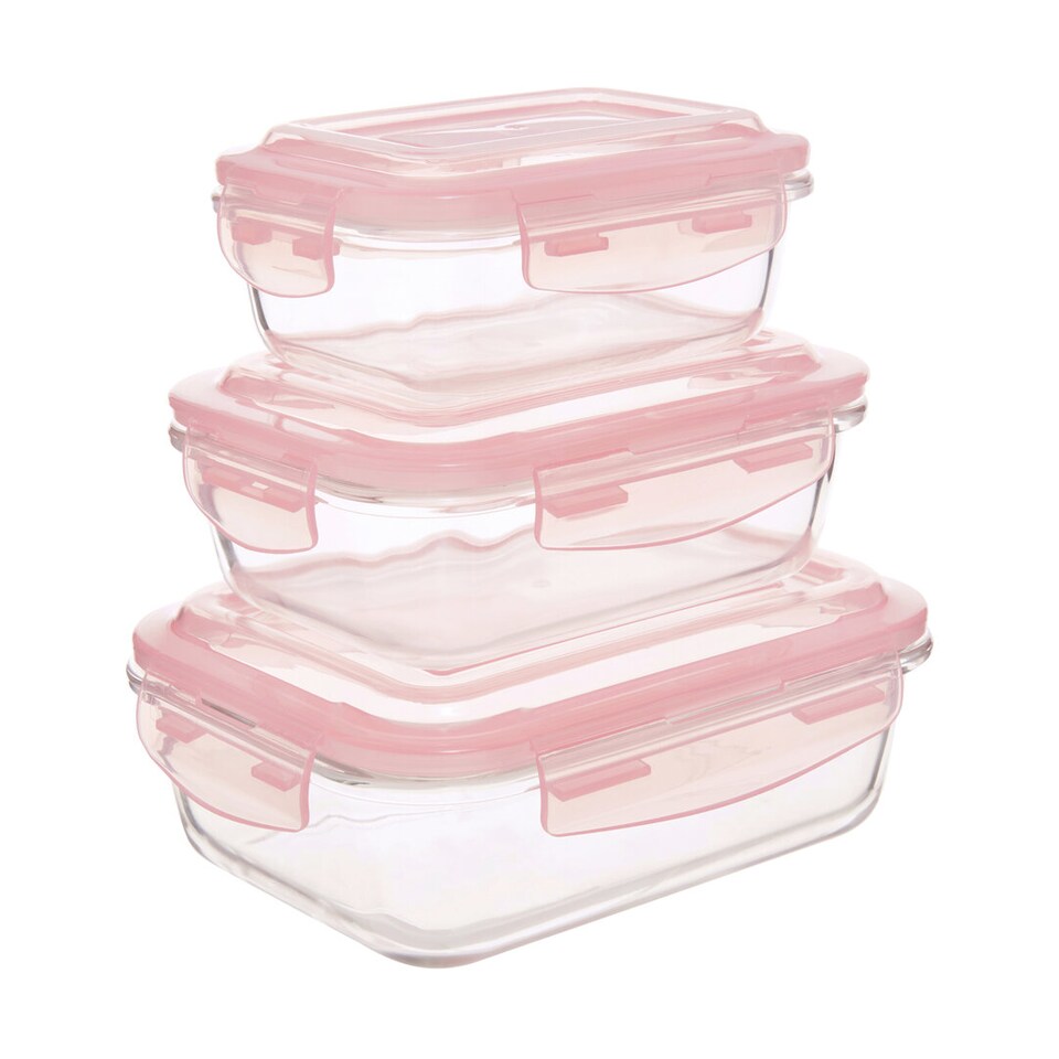 image 1 of Freska Set Of Three Rectangular Glass Containers