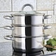 image 2 of Cooks Professional 3 Tier Stainless Steel Steamer Pan - Suitable for All Hobs | Silver | Silver