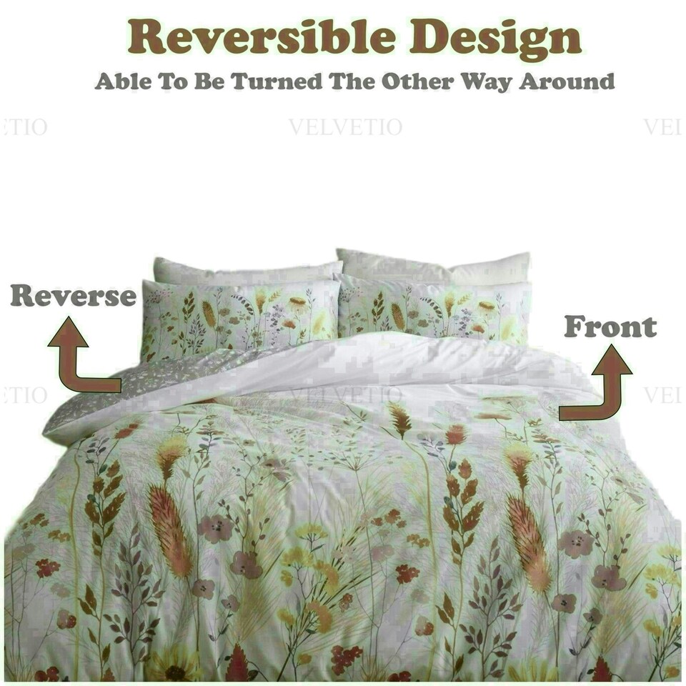 image 1 of Meadow Floral Printed Duvet Cover Set Reversible Polycotton Beddings Multi | Single