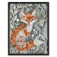 image 1 of Woodland Folk Art Grey Rustic Wildflowers Black Framed Wall Art Print A4