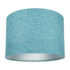 Contemporary and Sleek 10 Inch Teal Linen Fabric Drum Lamp Shade 60w Maximum | Blue