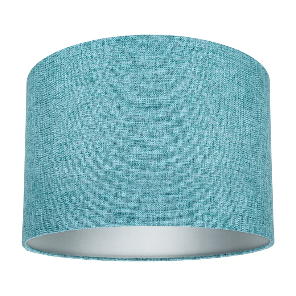 image 1 of Contemporary and Sleek 10 Inch Teal Linen Fabric Drum Lamp Shade 60w Maximum | Blue