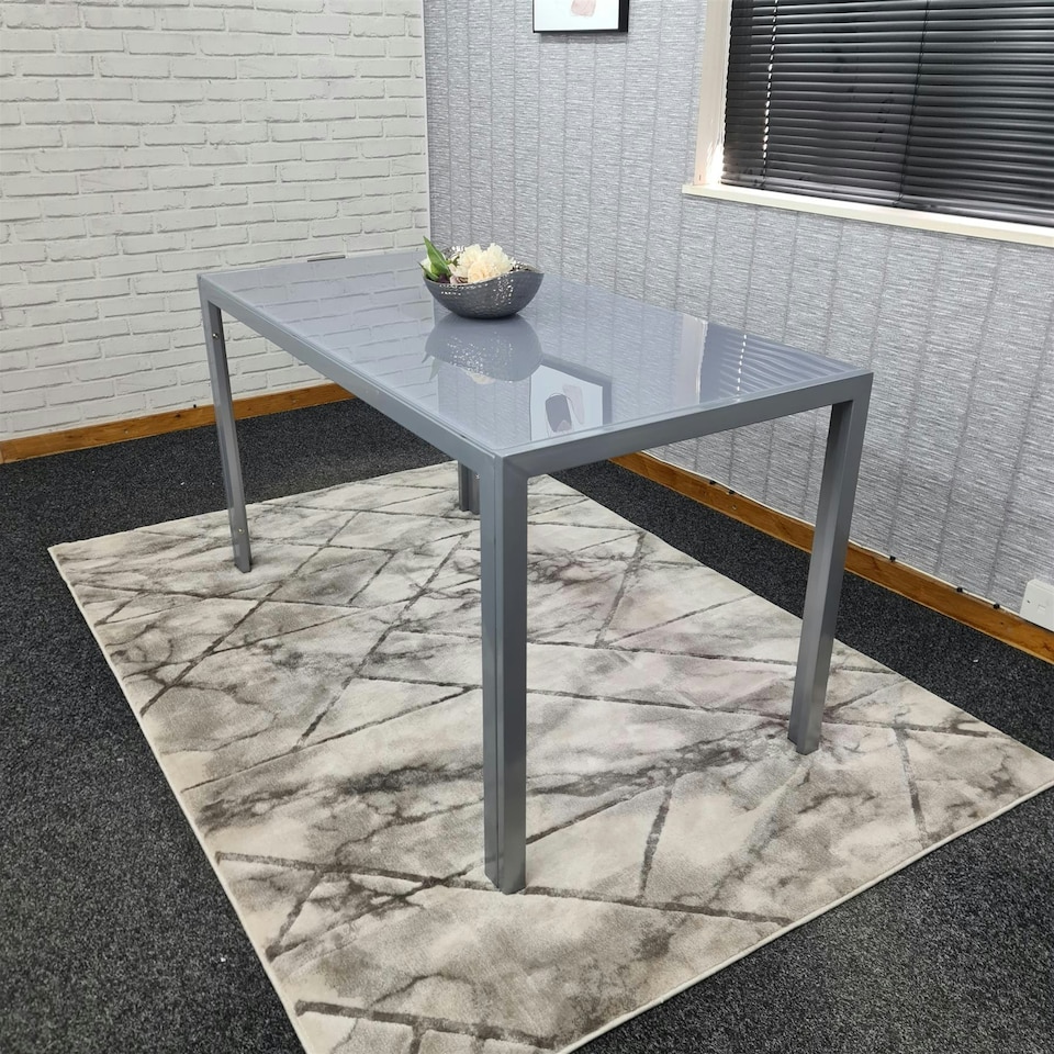 image 1 of Dining Table Grey Glass Kitchen Place for 4 Seats, Dining Table Only (Grey H 75 x L 120 x W 70 cm) Grey