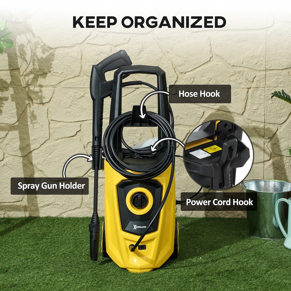 image 1 of DURHAND High-Performance Power Washer 1800W, 150 Bar, 510 L h, Yellow