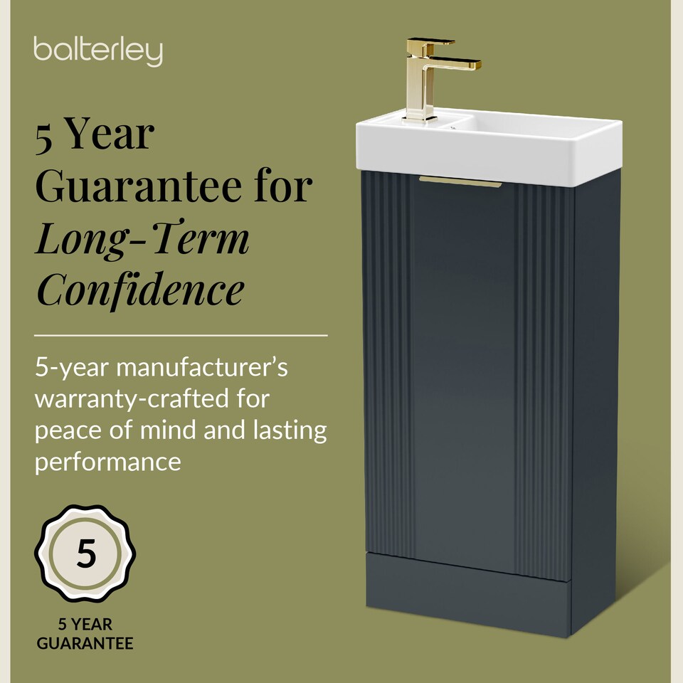 image 1 of Dark Grey 400mm Floor Standing Vanity Unit with Black Handle | Grey | Satin Soft Black | 1