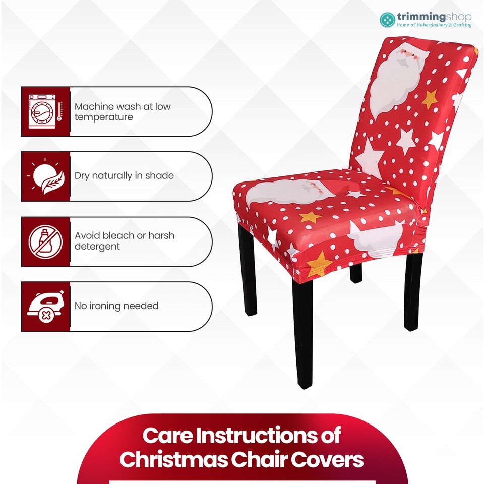 image 1 of Santa Claus Printed Christmas Chair Covers, Chair Protector Slipcovers - Red