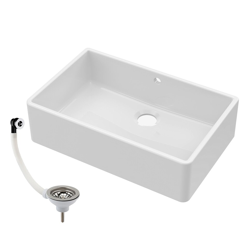 image 1 of Single Bowl Fireclay Butler Kitchen Sink Overflow &  Waste - 795mm