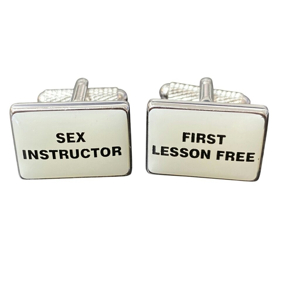 image 1 of Adult Cufflinks 'S..X Instructor - First Lesson Free' Onyx Art CK48