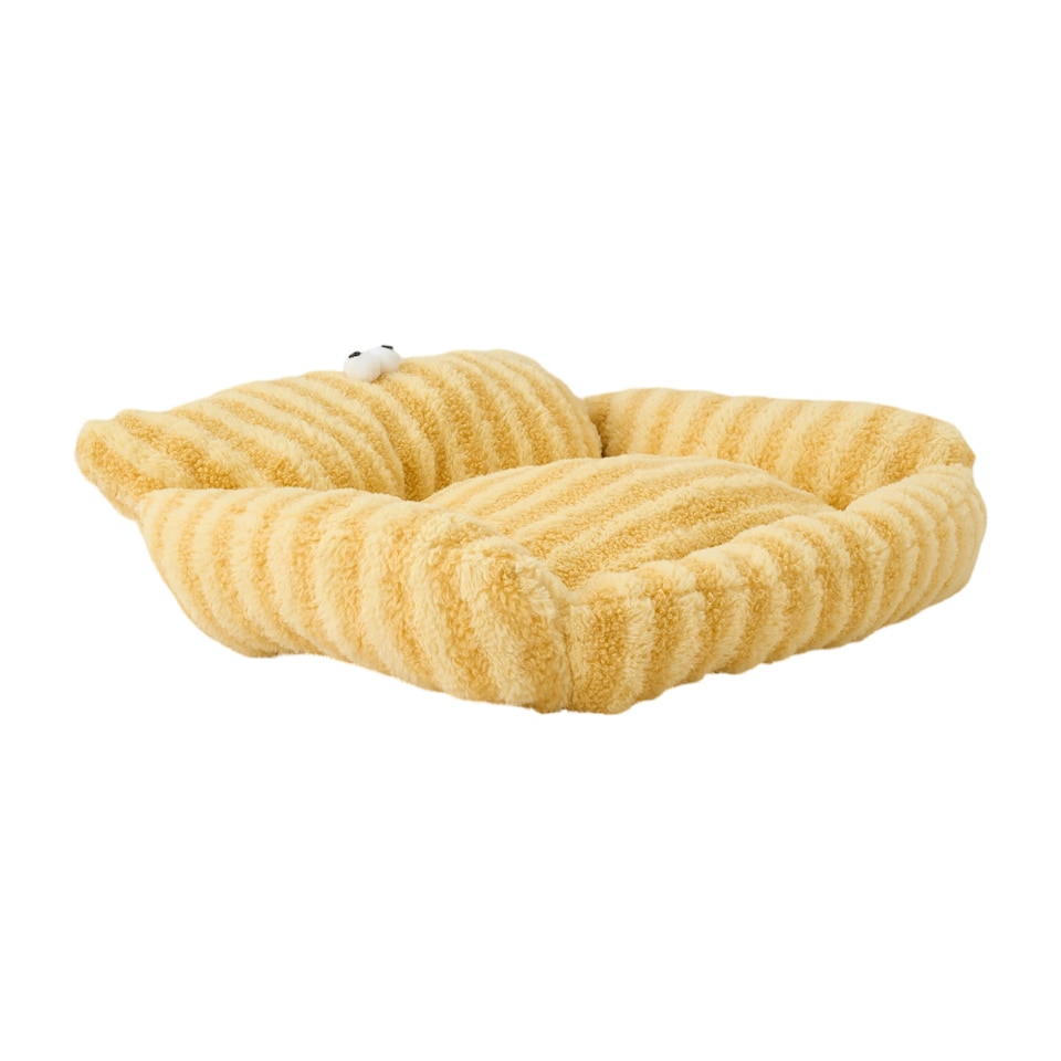 image 1 of Living and Home Soft Striped Plush Pet Bed for Cats & Dogs | Yellow | One Size | 1
