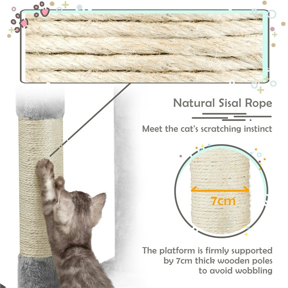 image 1 of Yaheetech 116.5 cm Multilevel Cat Tree with Condo Light Grey