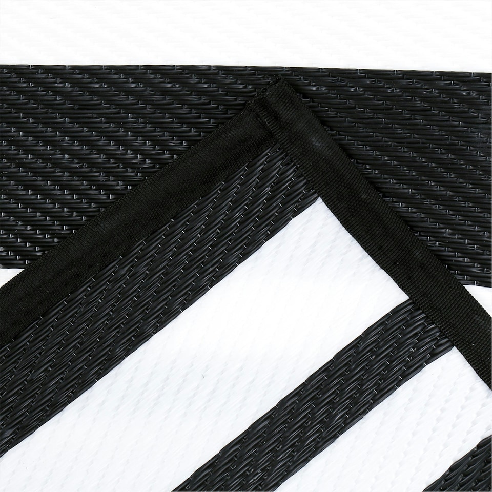 image 1 of Charles Bentley Stripe 100% Weatherproof Rug Indoor/Outdoor Black 120x170cm