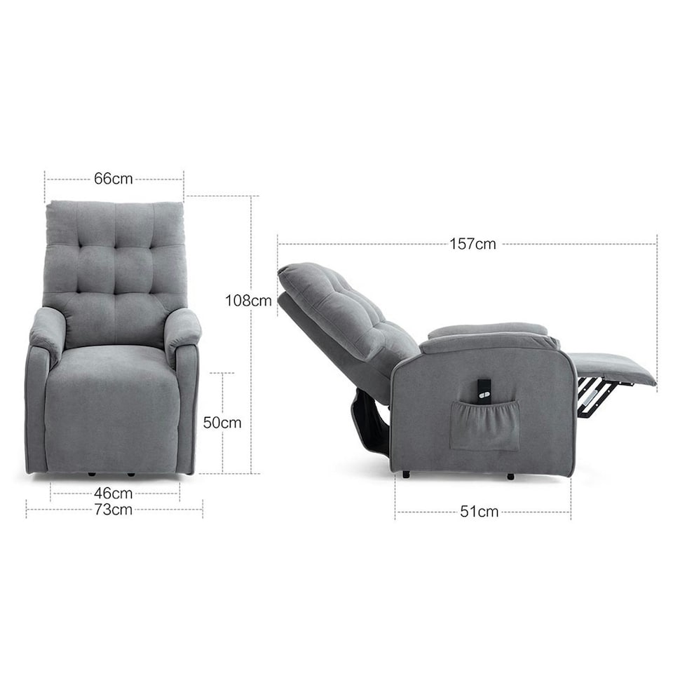 image 1 of Charlbury Fabric Single Motor Rise Recliner Electric Lift Chair (Grey)