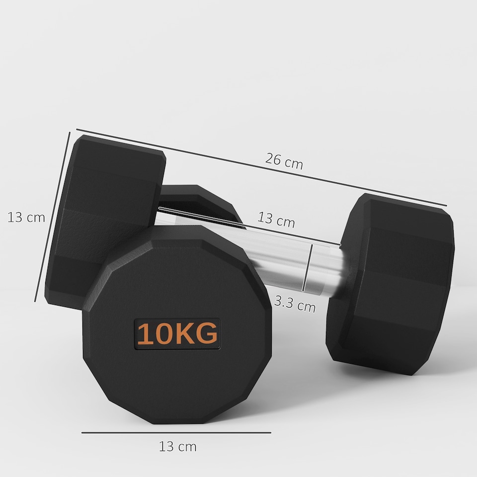 image 1 of SPORTNOW Dumbbells Weights Set with 12-Sided Shape and Non-Slip Grip, 2 x 10kg