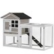 image 8 of PawHut 2 in 1 Rabbit Hutch, Guinea Pig Hutch Outdoor w/ Run & Tray, Grey