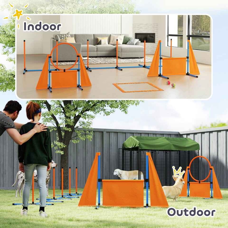 image 1 of PawHut Seven-Piece Dog Agility Equipment, Obstacle Training Course Kit