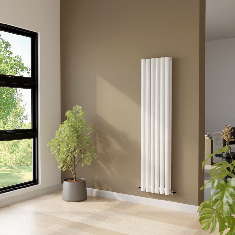 image 1 of Vertical Double Panel Radiator 3099 BTU Gloss White 1500 x 354mm | White | Gloss White | 1