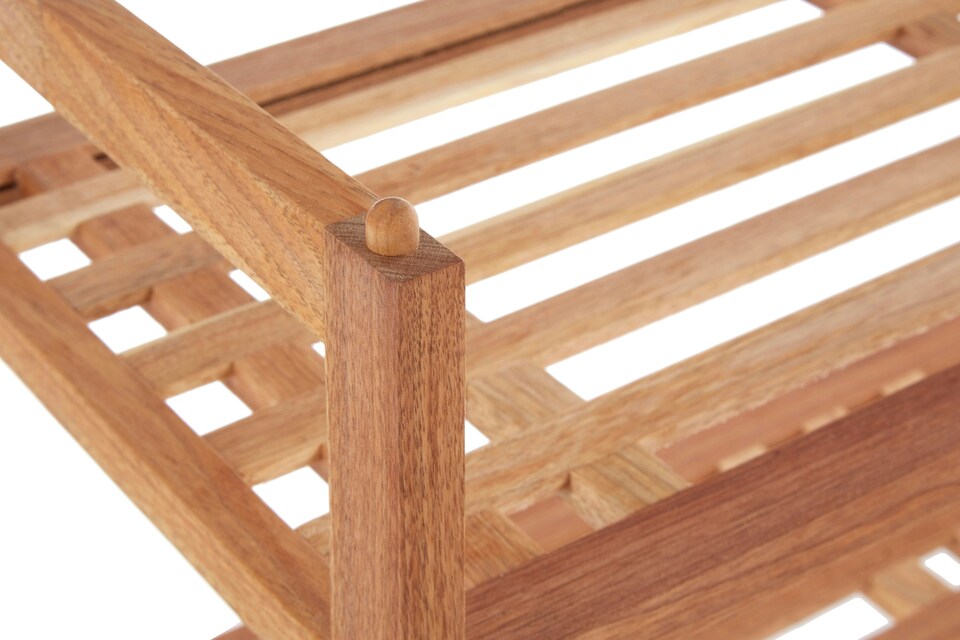 image 1 of Arla 2 Tier Stackable Walnut Wood Shoe Rack | Cream