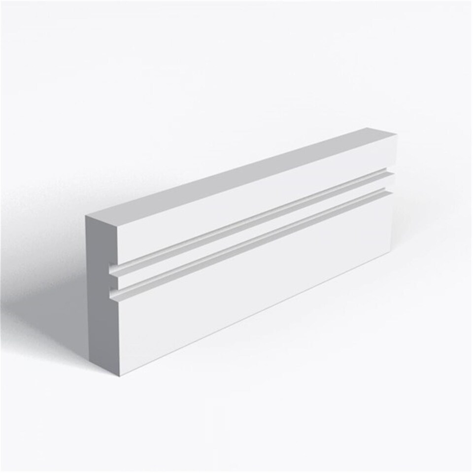 Pack of 5 (Total 5 Units) - Moisture Resistant MDF Primed 2 Square Grooves Architrave - 18mm (T) x 69mm (H) x 3050mm (L)
