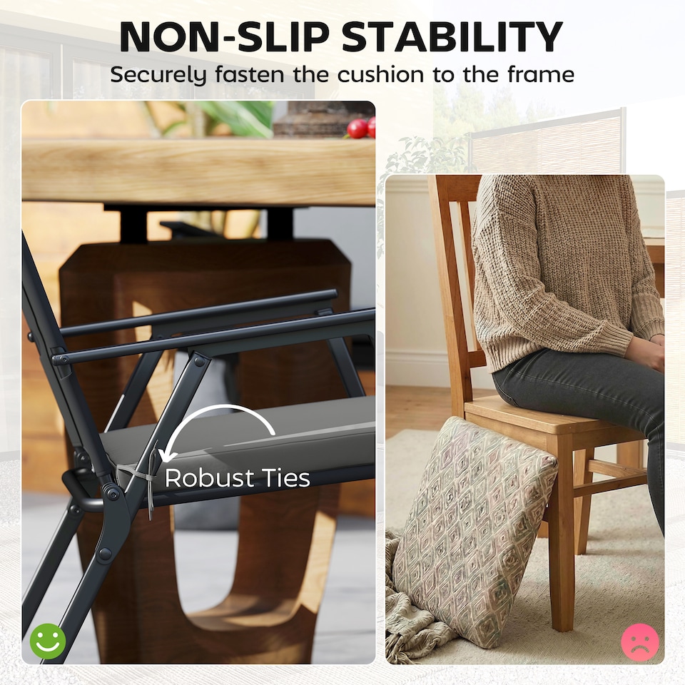 image 1 of Outsunny Seat Cushions with Machine Washable Cover | Grey | Dark Grey | 46 x 42 x 7 cm