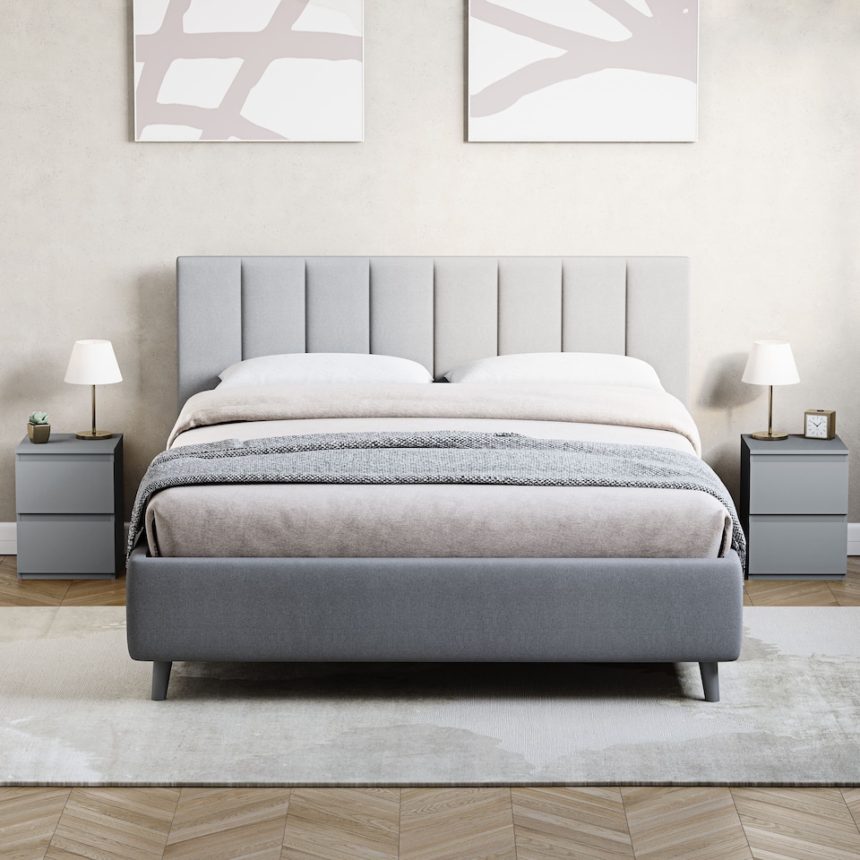image 1 of Vida Designs Denver 2 Drawer Chest of Drawer Bedside Cabinet Nightstand Units Set of 2 - Grey