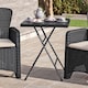 image 4 of 60cm Modern Black Rattan Wood Look Folding Table & 2 Chairs Compact Garden Patio Furniture Set