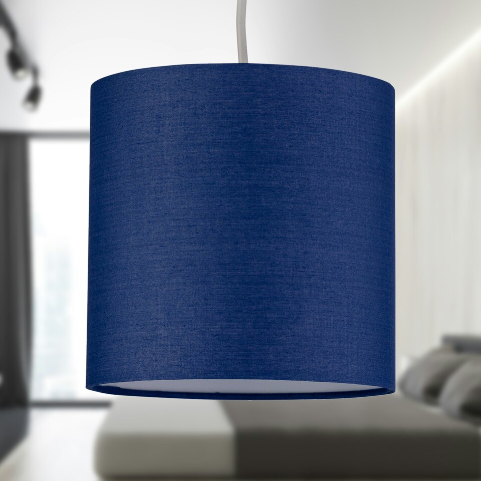 image 1 of Set of 2 Navy Blue Cotton 17cm Table Lamp Shades Blue