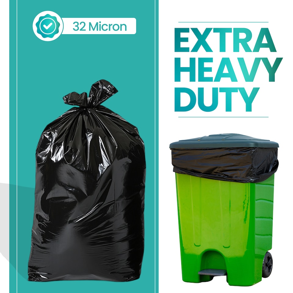 image 1 of 90L Capacity Black Bin Liners, Garden Bin Bags - 60cm x 90cm, 50pcs