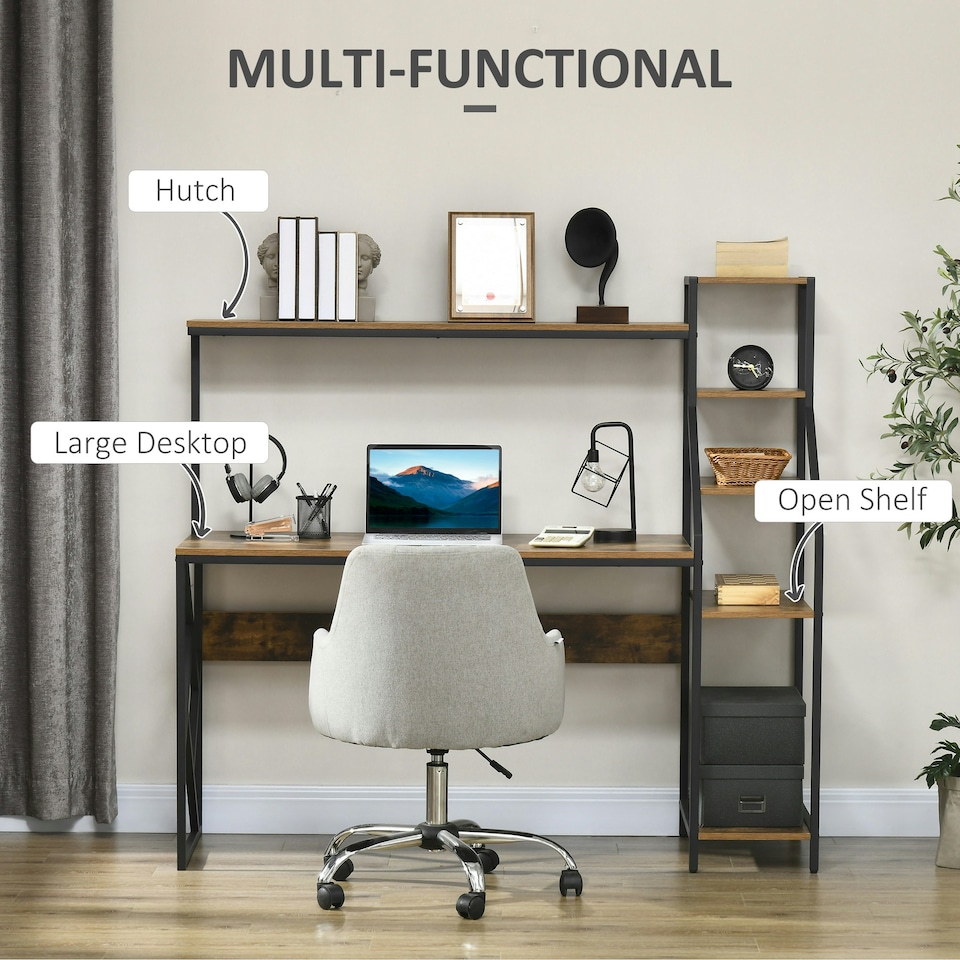 image 1 of HOMCOM Computer Desk with Shelves Home Office Study Table for Small Spaces