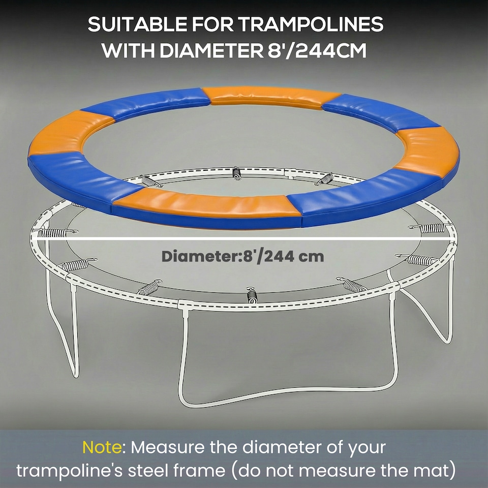image 1 of HOMCOM 8FT Trampoline Spring Cover, Plastic Trampoline Pad, Yellow and Blue | Blue | Yellow and Blue | 244 x 244 x 1.5 cm