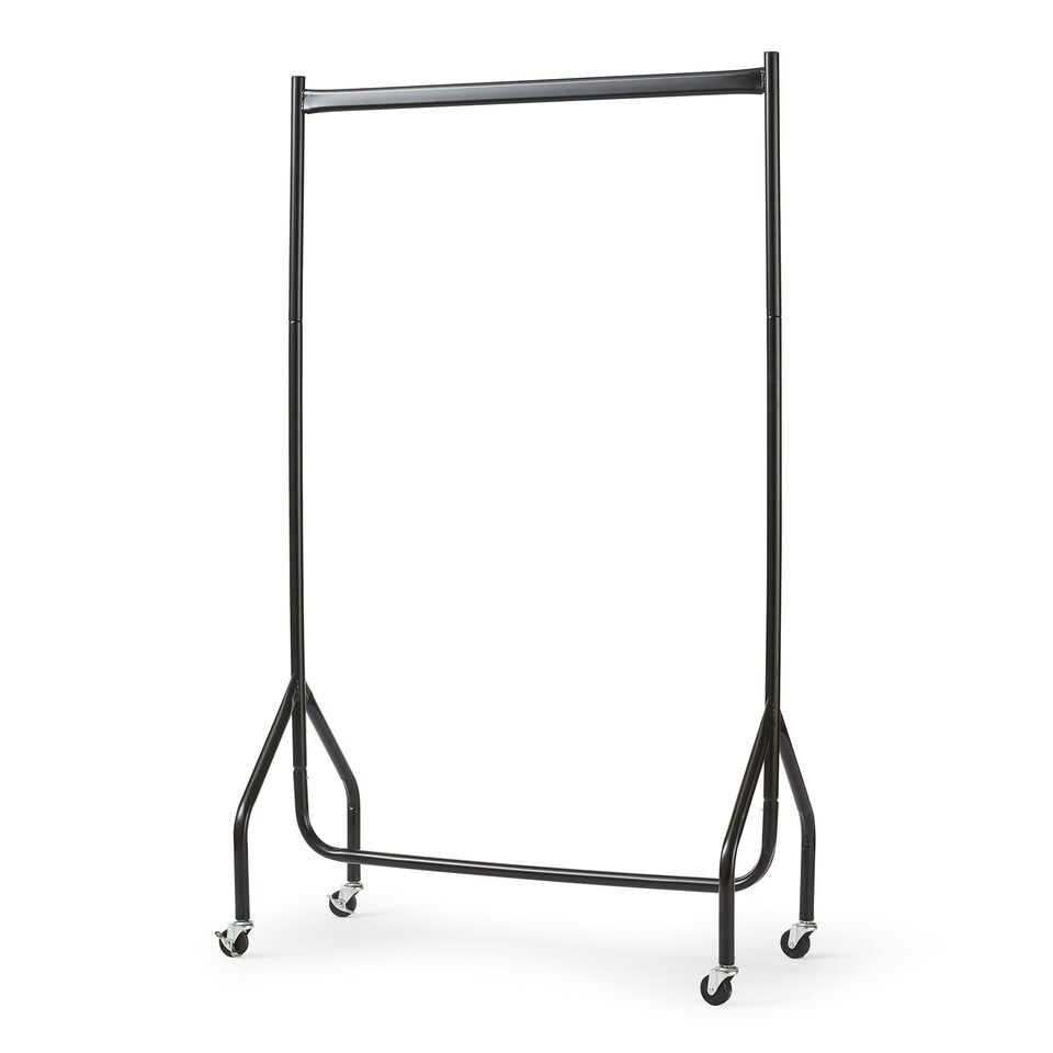 image 1 of House of Home Clothes Rail Heavy Duty Quality Black Metal Stand Rack With Wheels 3ft Long x5ft Tall | Black