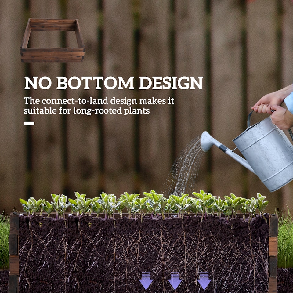 image 1 of Outsunny Wooden Raised Garden Bed Planter Grow Containers Flower Pot 80 x 80cm