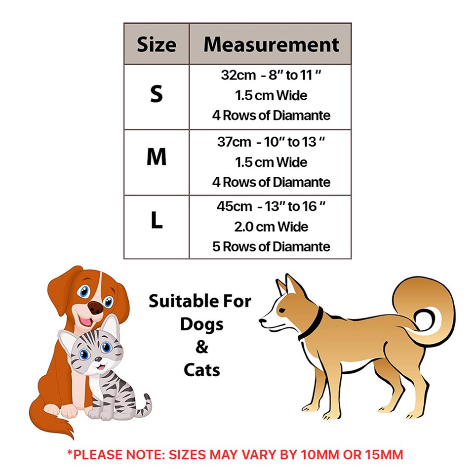 image 1 of Trimming Shop Diamante Dog Collar, PU Leather Pet Collar, Dog Belt