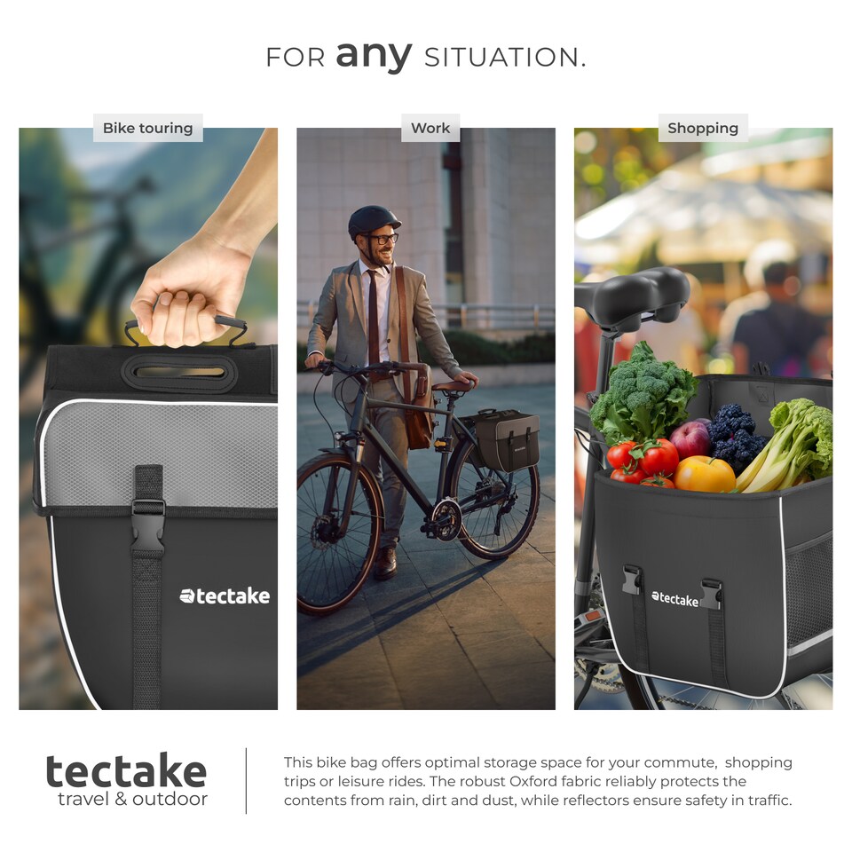 image 1 of Bike pannier bag with reflective strips 35l