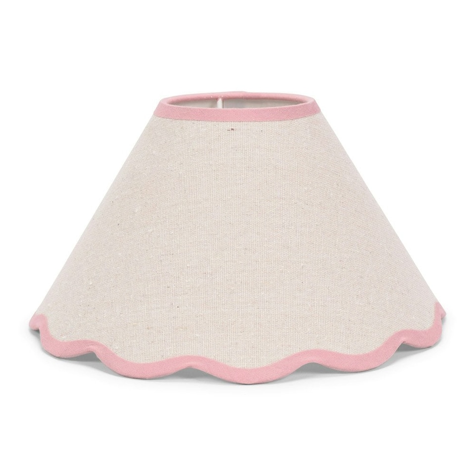 image 1 of ValueLights Florie Natural Small Taper Lamp Shade Scallop Pink Trim & Bulb | Pink