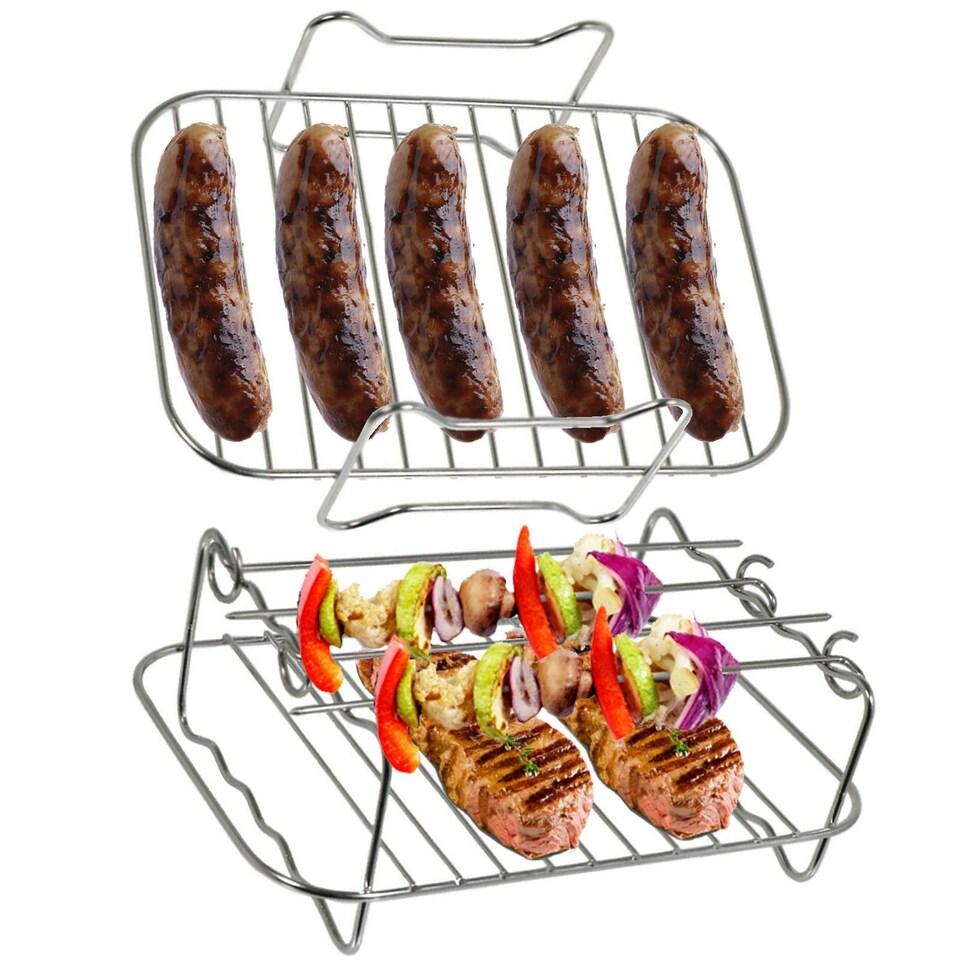 image 1 of SPARES2GO Grill Shelf Racks Compatible with Instant Vortex Plus 7.6L Air Fryer (+ 4 Skewers)