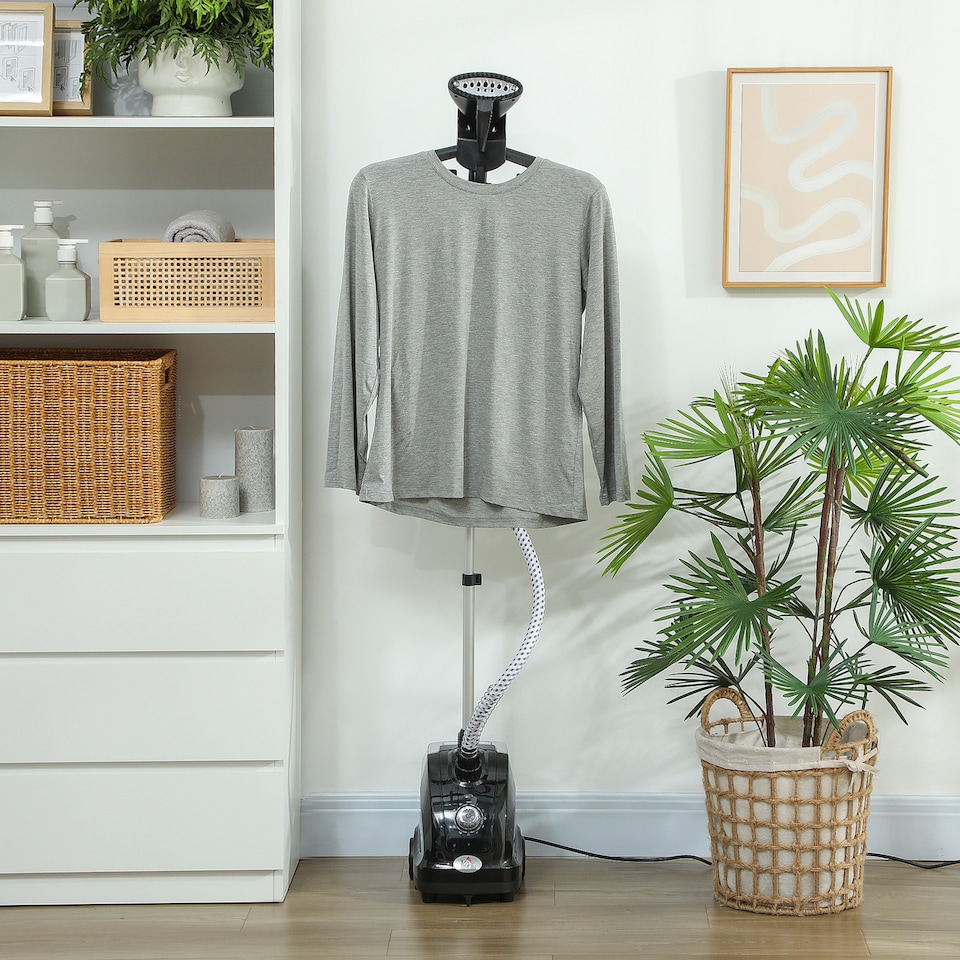 image 1 of HOMCOM Clothes Steamer with Adjustable Pole 41-110 cm Black | Black