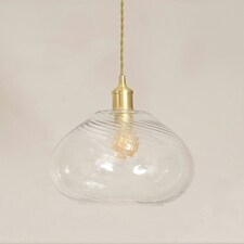 ValueLights Corinne Twill Spiral Bulbous Clear Glass Easy Fit Pendant Lamp Shade Multi