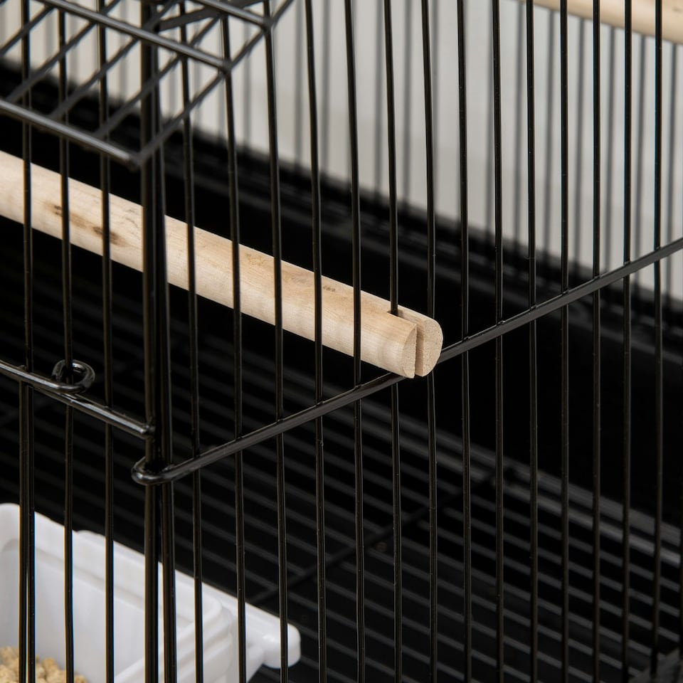 image 1 of PawHut Metal Bird Cage Small w/ Perch Food Container Handle for Finch Canary