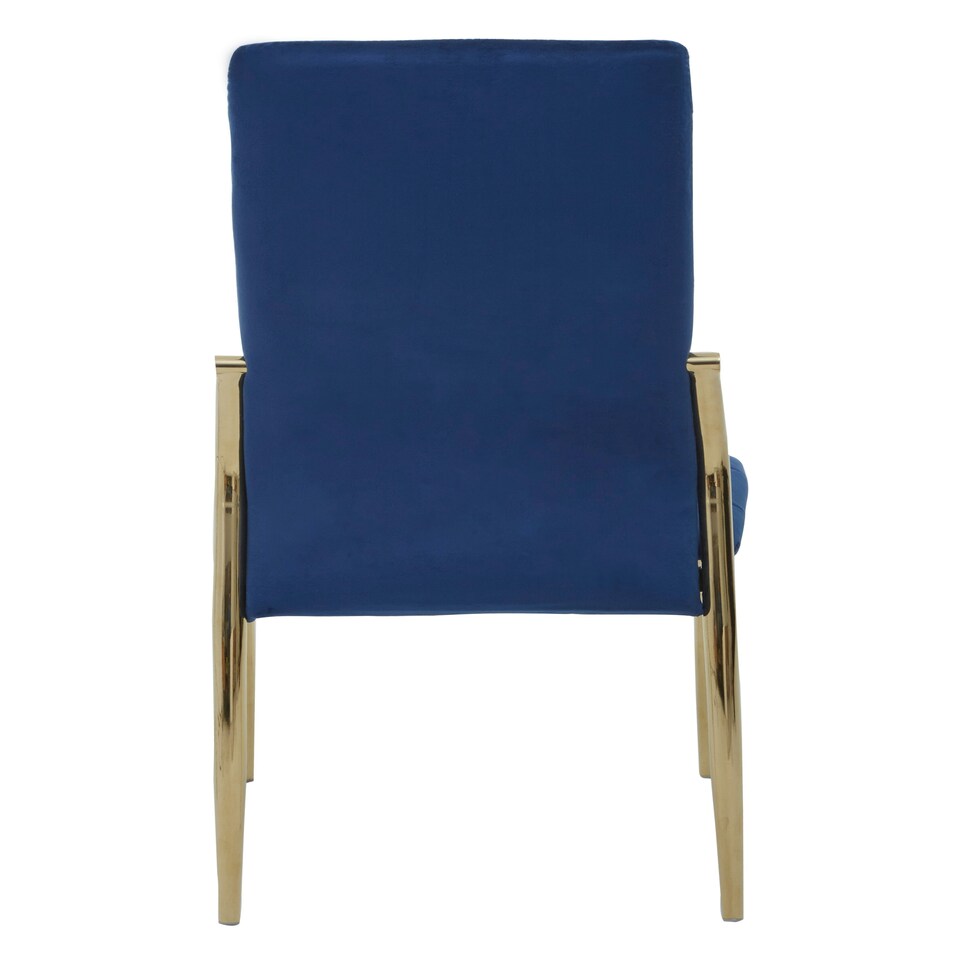 image 1 of Interiors by Premier Dark Blue Velvet Dining Chair, Modern Dining Chair, Blue & Gold Velvet Upholstered Dining Chair for Home
