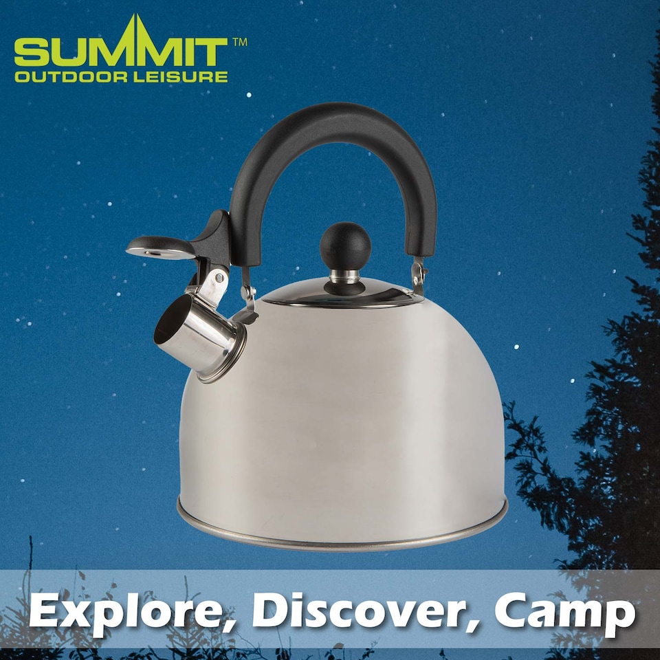 image 1 of PMS 2L Stainless Steel Camping Kettle, Compact Silver