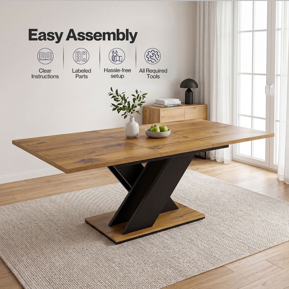 image 1 of Levede Extendable Dining Table Wooden 120 to 160CM for 4 to 6 Seats