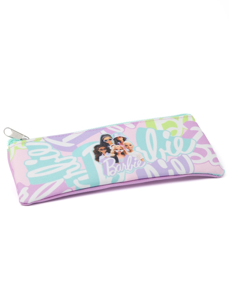 image 1 of Barbie Girls Backpack Set | Kids 4 Piece Purple Rucksack Bundle with School Bag, Pencil Case, Lunch Bag & Water Bottle | Dolls Classic Logo Graphic Complete Matching Set | Back to School Gifts | Purple | Purple
