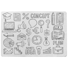 Business doodles (Rug) White | Medium: 80x150cm