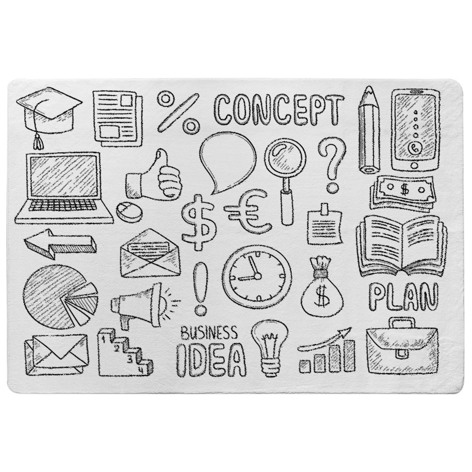 image 1 of Business doodles (Rug) White | Medium: 80x150cm