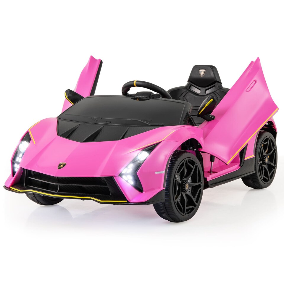 image 1 of COSTWAY Kids Lamborghini Licensed 12V Ride on Car Pink