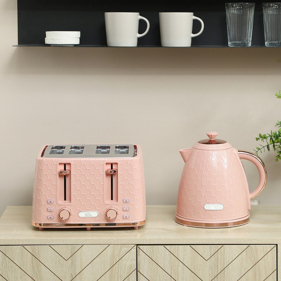 image 1 of HOMCOM 1.7L Kettle and Toaster Set with Defrost Reheat and Crumb Tray,UK Otter thermostat