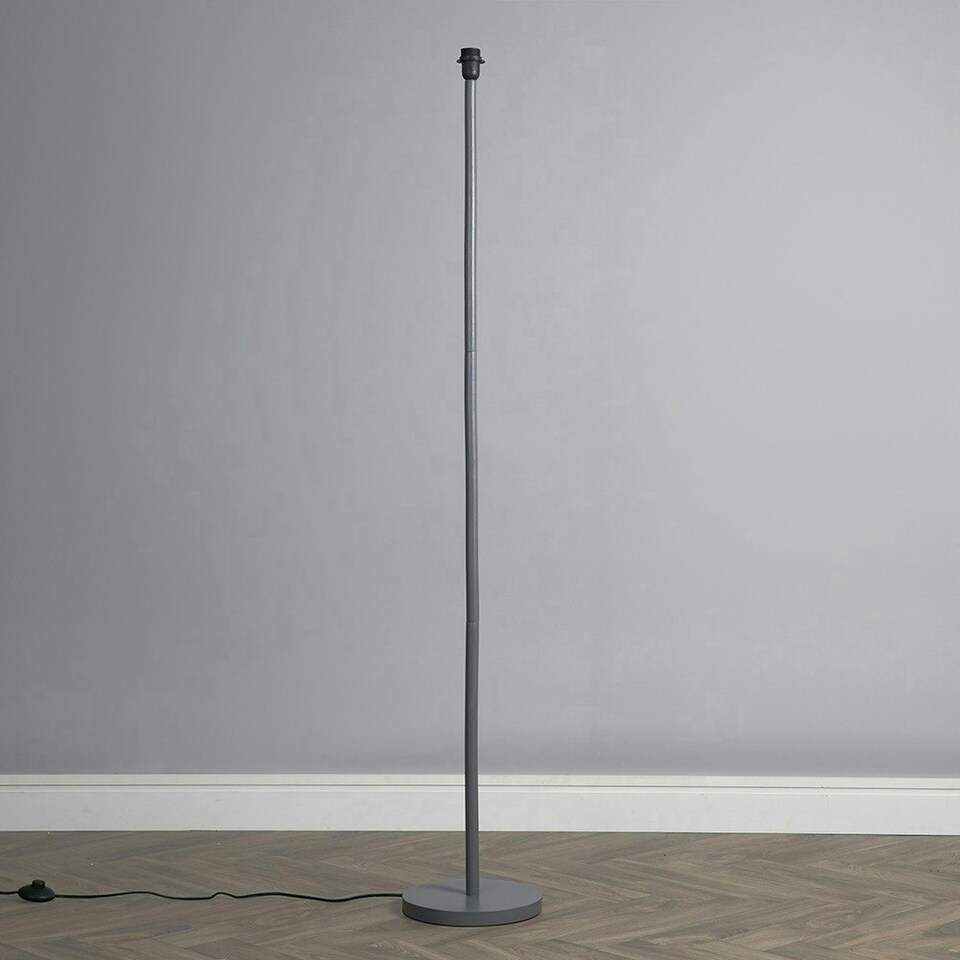 image 1 of ValueLights Modern Scandi Floor Lamp In Light Grey Wooden Base