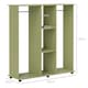 image 5 of HOMCOM Double Open Wardrobe on Wheels, Bedroom Wardrobe with Clothes Hanging Rails, 3 Storage Shelves, Mobile Garment Rack for Cloakroom, Hallway, Green | Green